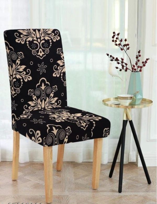 CORTINA SPANDEX Black Color Polyster Fabric Elastic Chair Cover Stretch Removable Washable 1Pcs - Black, Polyster, Pack of1